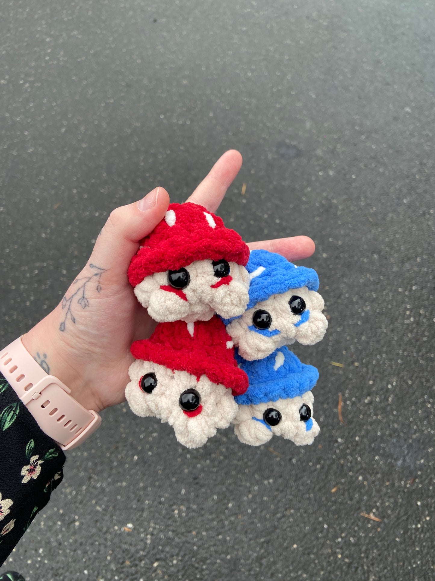 Red Crochet Mushroom Keychain