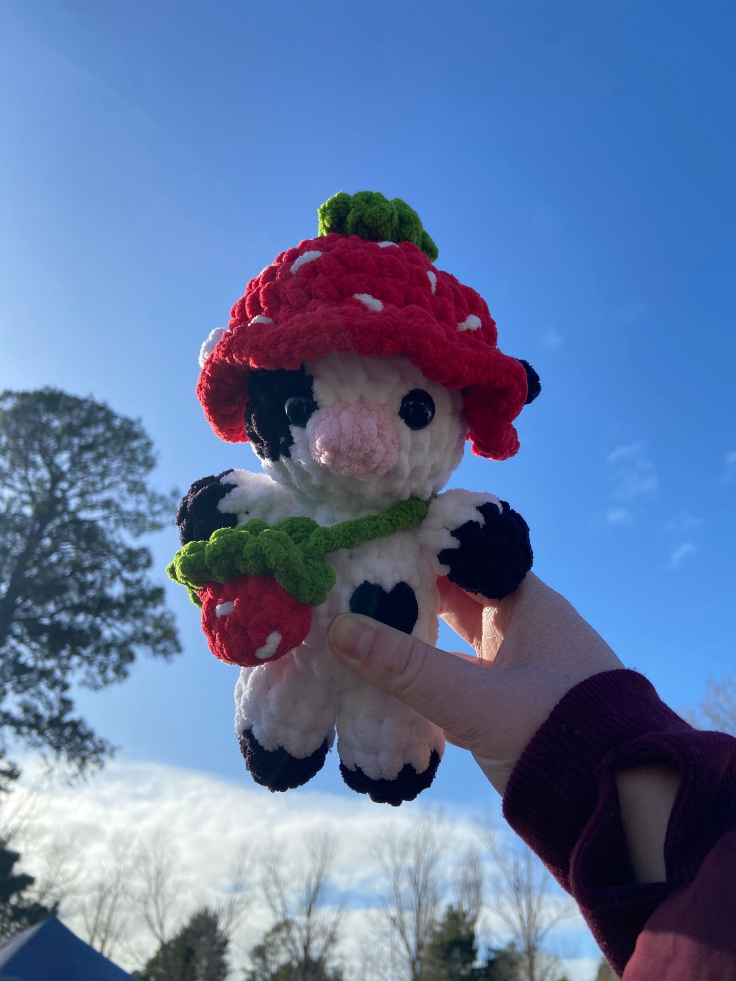 Heart Cow with removable strawberry bag and hat!