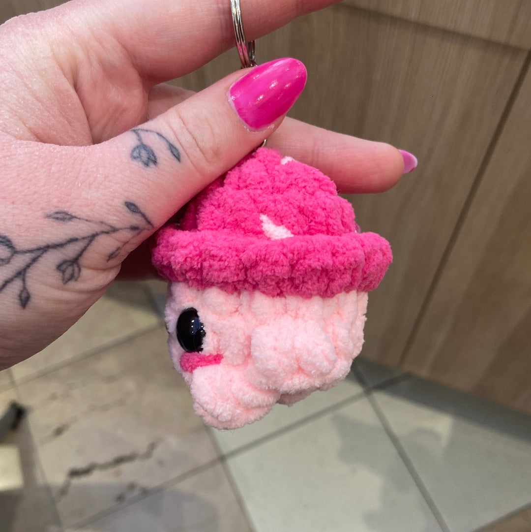 Pink Mushroom Keychain Plushie