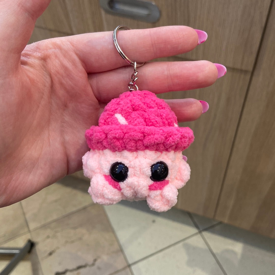 Pink Mushroom Keychain Plushie