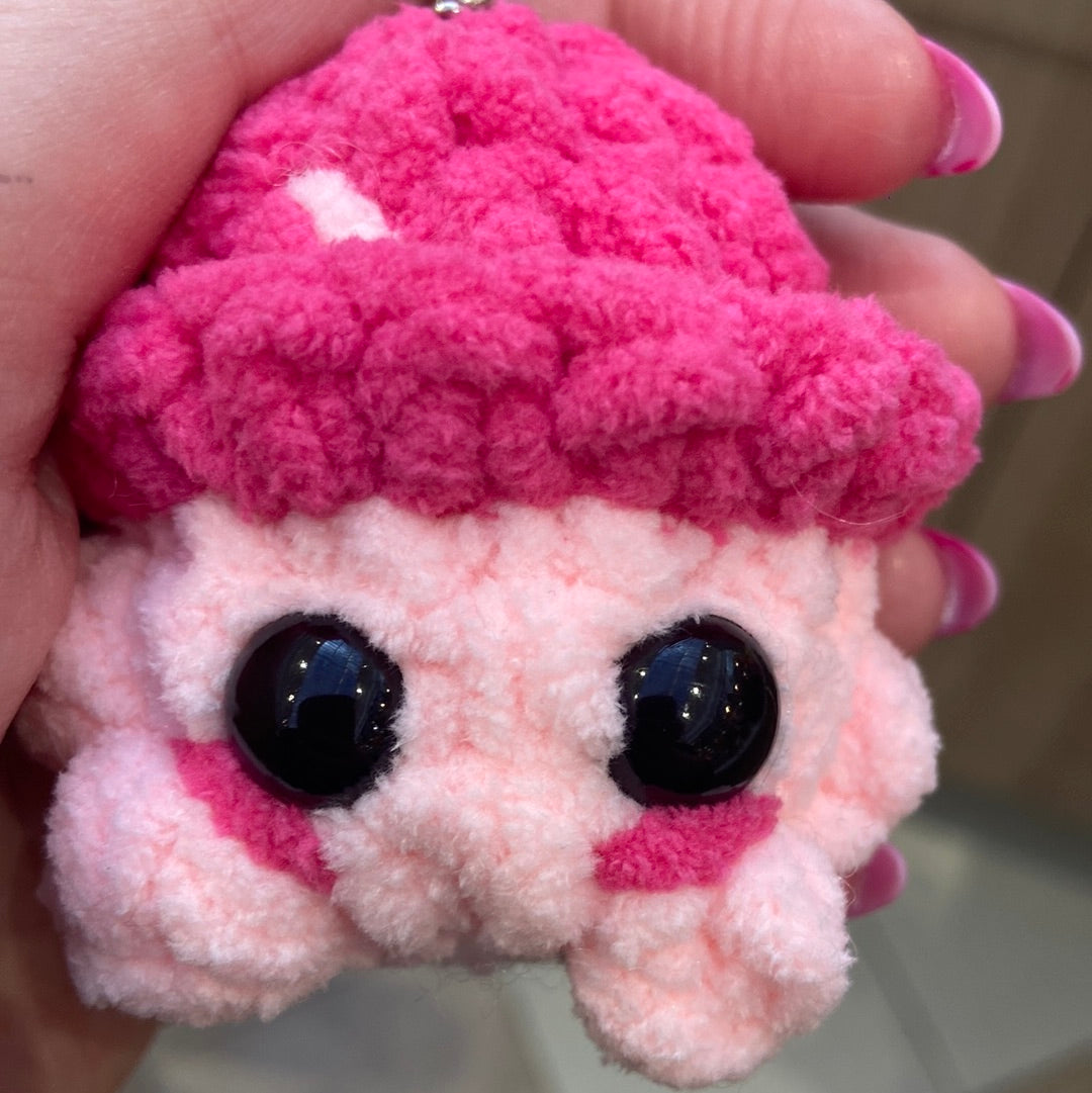 Pink Mushroom Keychain Plushie