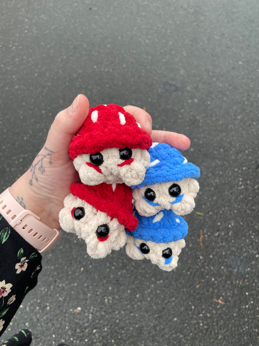 Red Crochet Mushroom Keychain