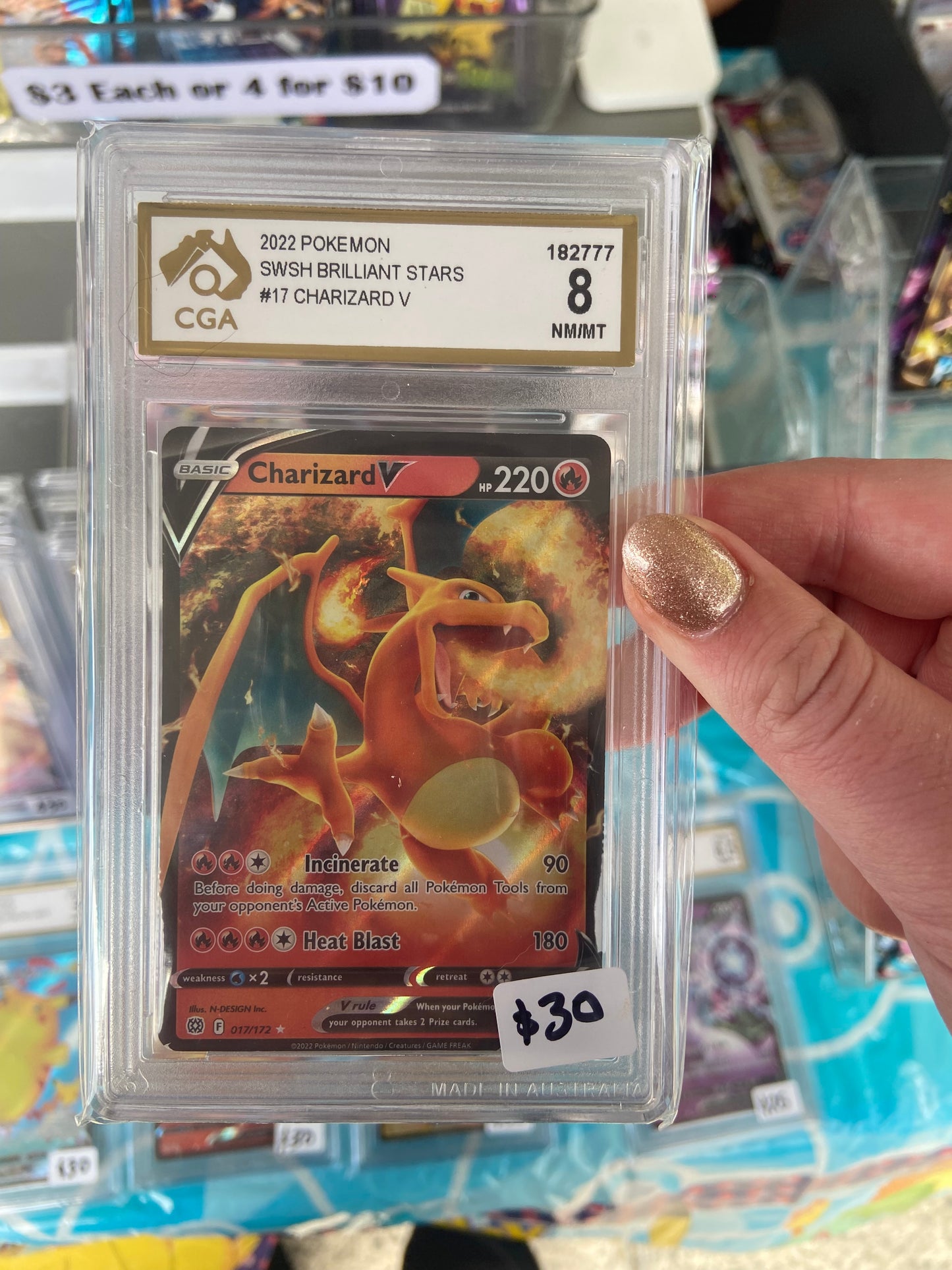 Charizard V Graded Pokémon Card CGA graded 8