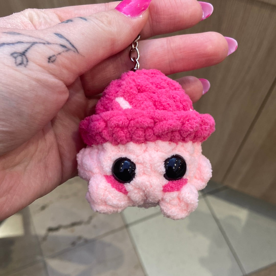 Pink Mushroom Keychain Plushie