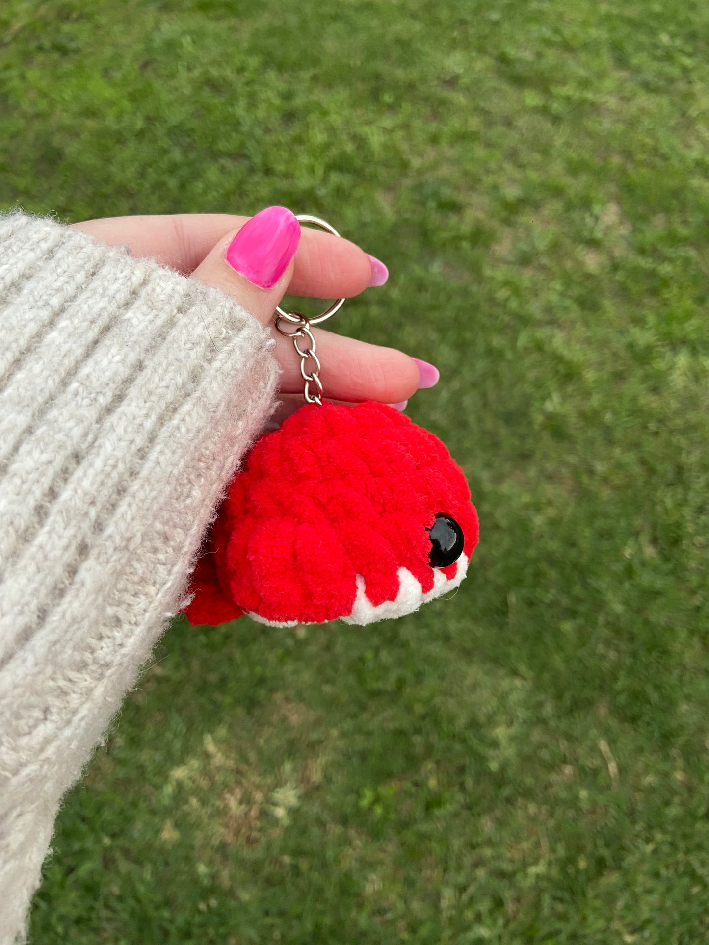 Red Whale Keychain Plushie