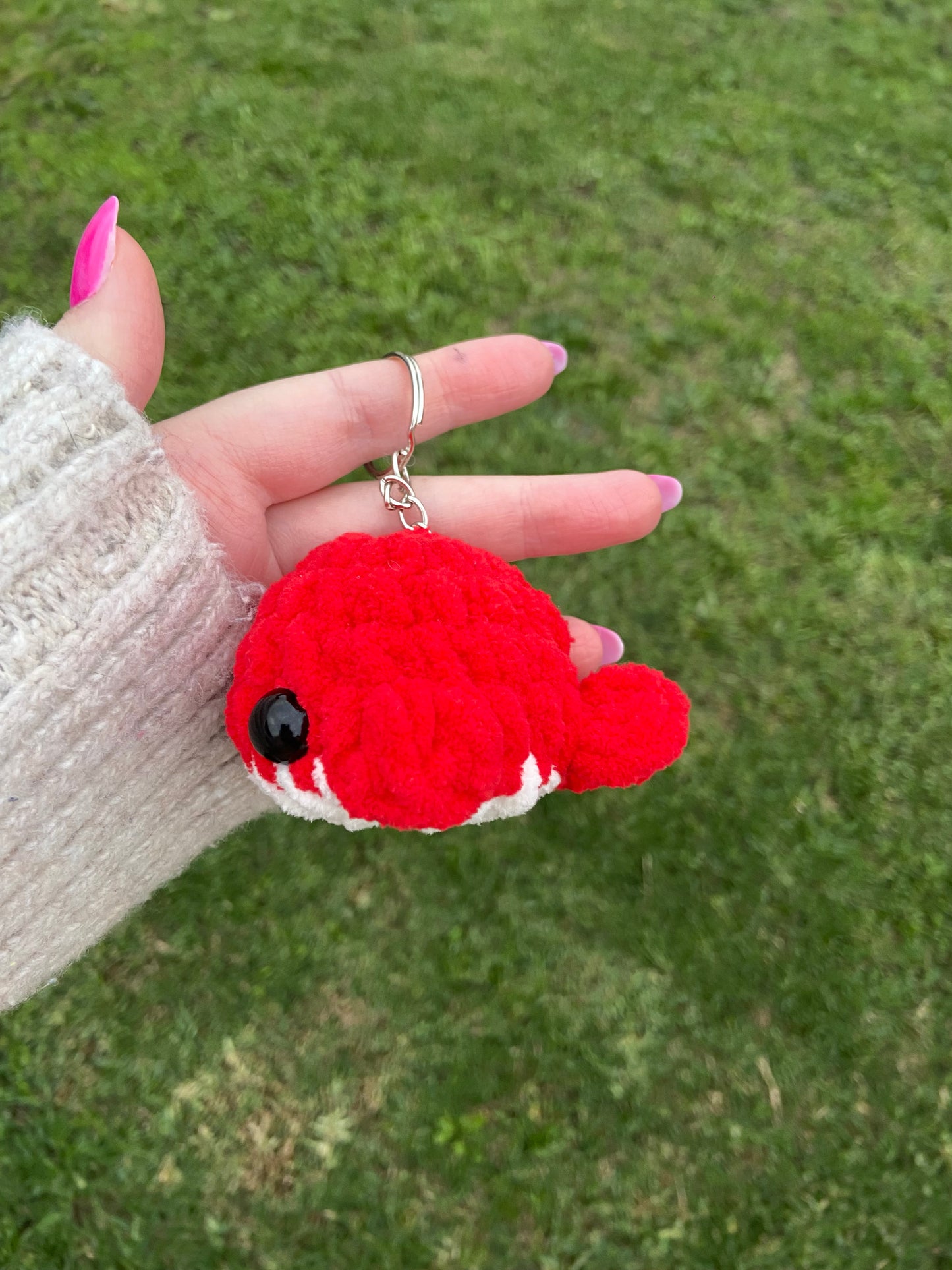 Red Whale Keychain Plushie