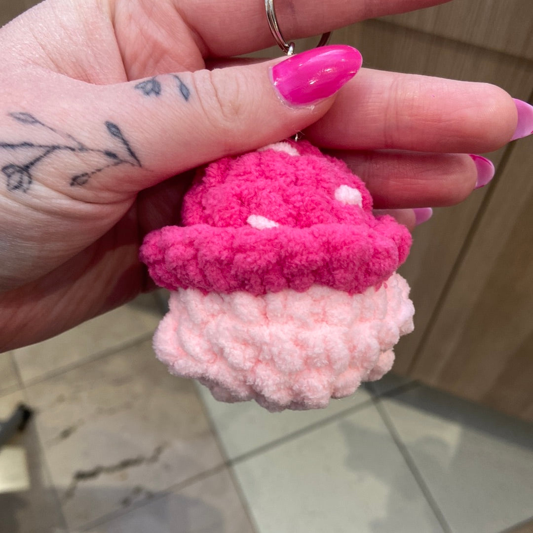 Pink Mushroom Keychain Plushie