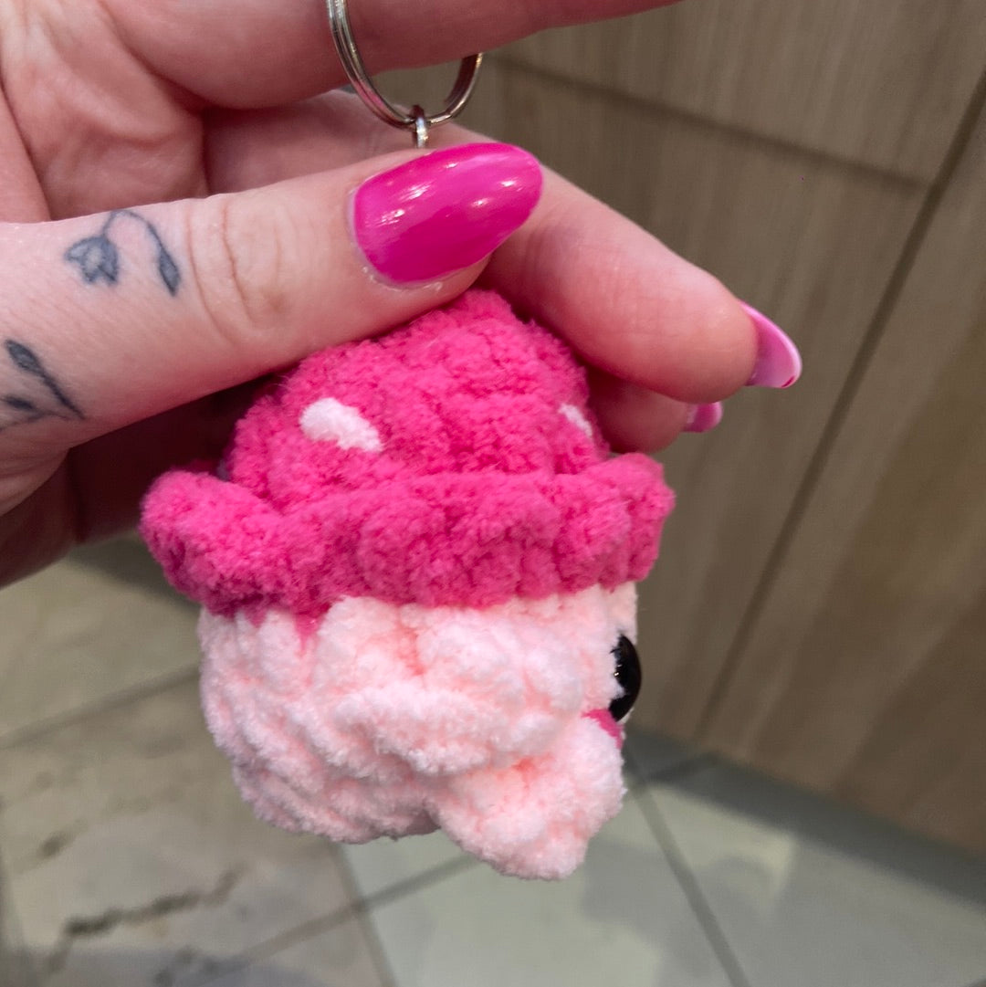 Pink Mushroom Keychain Plushie