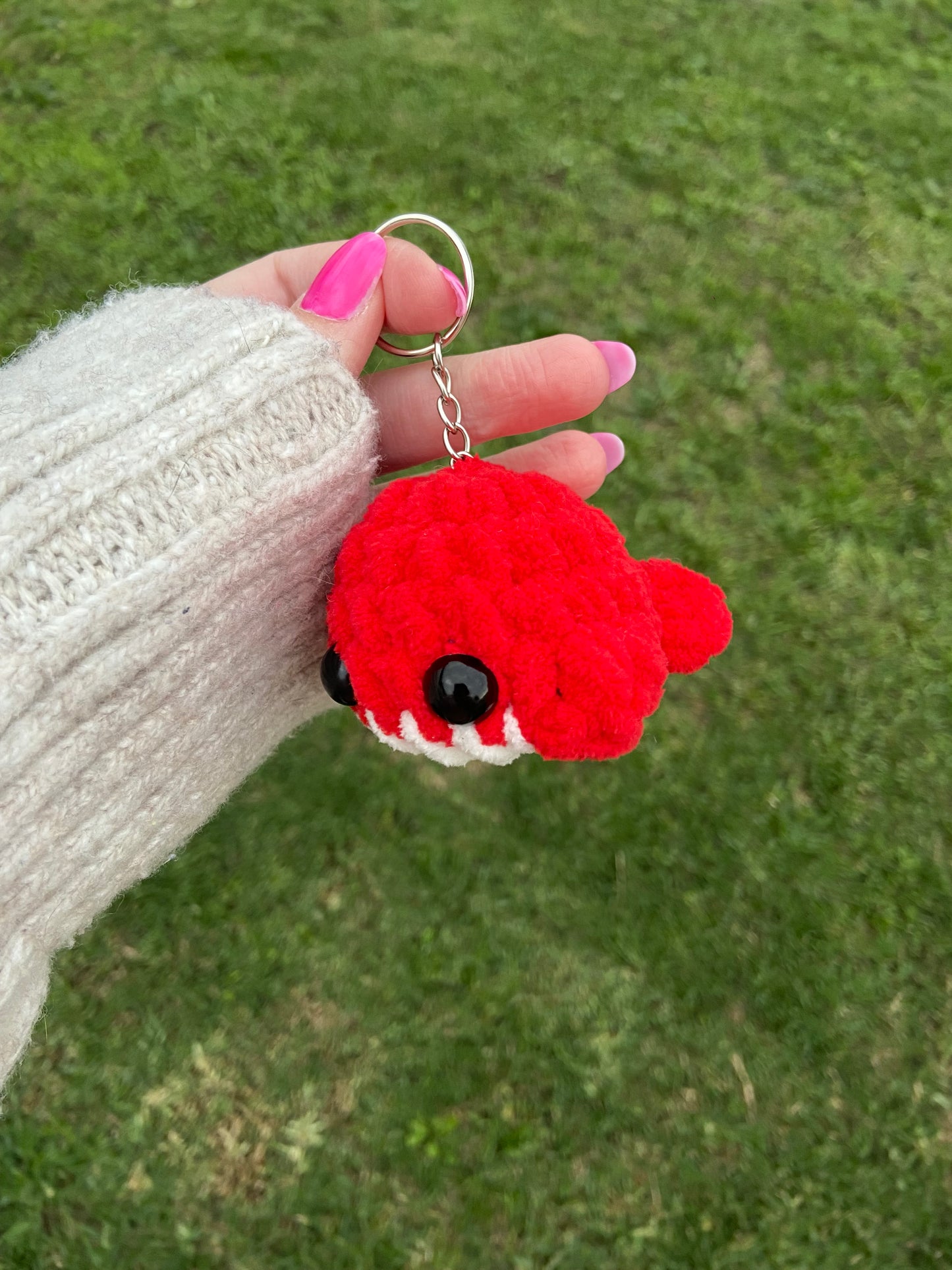 Red Whale Keychain Plushie